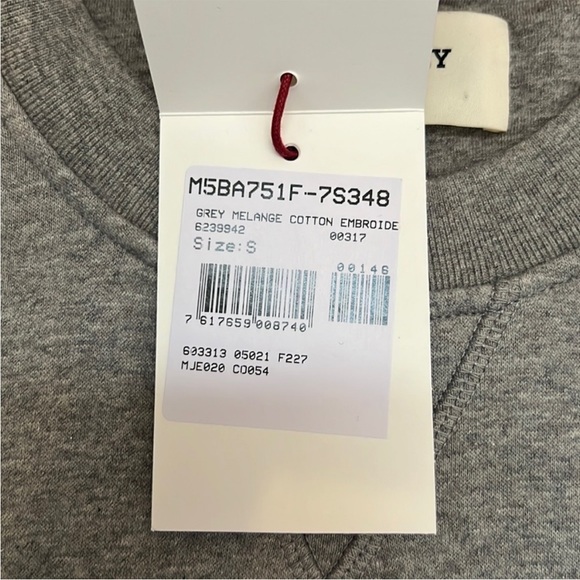 NWT Bally 1851 Melange Cotton Embroidered Logo Sweatshirt in Gray - Picture 3 of 16